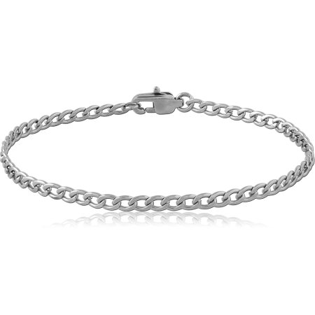 STAINLESS STEEL BRACELET CURB CHAIN WITH LOBSTER CLASP POLISHED FINISH