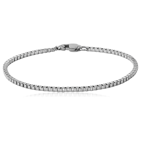 STAINLESS STEEL BRACELET BOX CHAIN WITH LOBSTER CLASP POLISHED FINISH