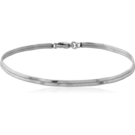 STAINLESS STEEL BRACELET HERRINGBONE CHAIN WITH LOBSTER CLASP POLISHED FINISH