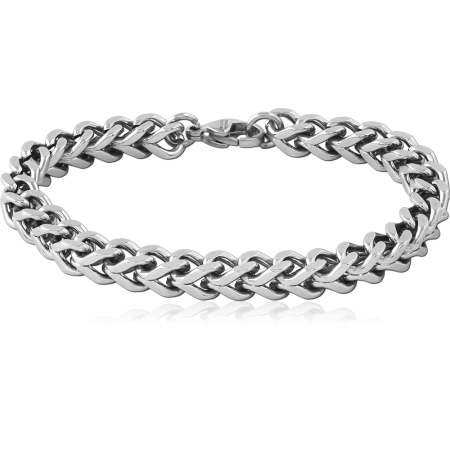 STAINLESS STEEL BRACELET WIDE CHAIN LINK POLISHED HIGH SHINE FINISH