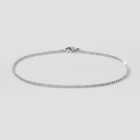 STAINLESS STEEL BRACELET BOX CHAIN SQUARE LINKS WITH LOBSTER CLASP POLISHED