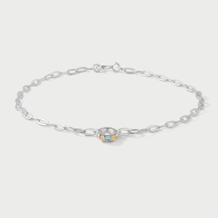 STERLING SILVER 925 CHAIN BRACELET EVIL EYE WITH BLUE AND YELLOW GEMS