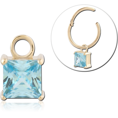14K GOLD CHARM PRINCESS CUT GEM PRONG SET