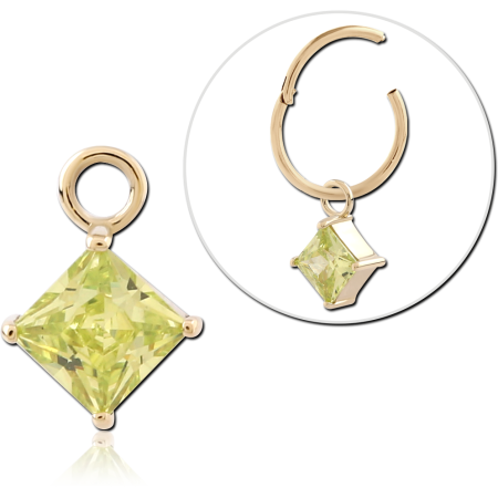 14K GOLD CHARM DIAMOND GEM DANGLE PRONG SET