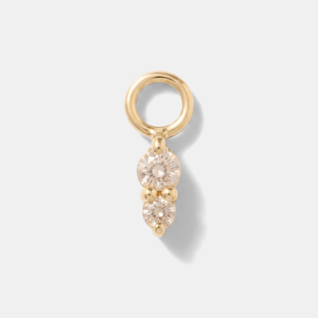 14K YELLOW GOLD CHARM THREE ROUND GEM DANGLE WITH JUMP RING