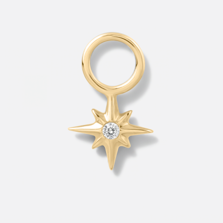 14K YELLOW GOLD CHARM STARBURST GEM DANGLE WITH JUMP RING