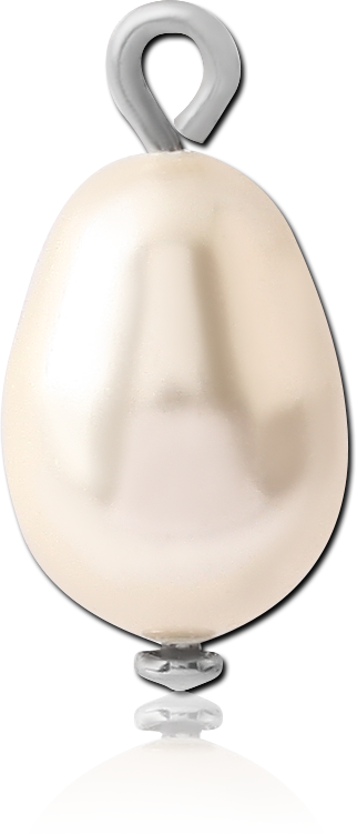 SURGICAL STEEL SYNTHETIC PEARL CHARM