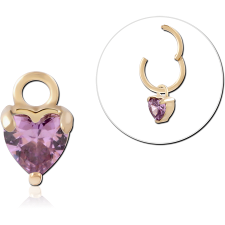 316L GOLD PVD 18K COATED SURGICAL STEEL CHARM JEWELED