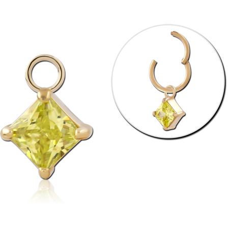 316L GOLD PVD 18K COATED SURGICAL STEEL CHARM JEWELED