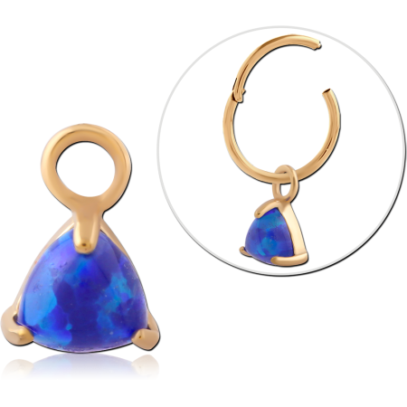 GOLD PVD 18K COATED SURGICAL STEEL CHARM PRONG SET TRIANGLE OPAL