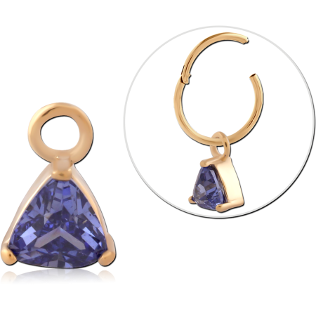316L GOLD PVD 18K COATED SURGICAL STEEL CHARM JEWELED