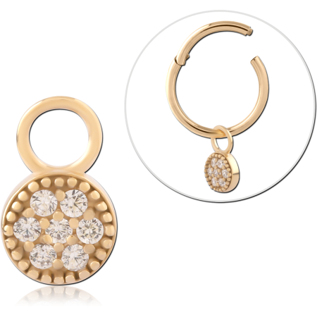 GOLD PVD 18K COATED SURGICAL STEEL CHARM BEADED ROUND CLUSTER GEMS