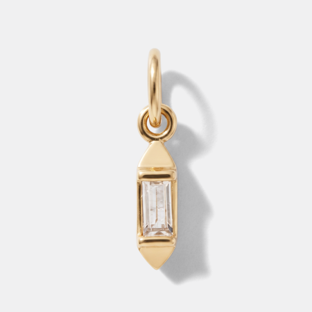 316L GOLD PVD 18K COATED SURGICAL STEEL CHARM BAGUETTE GEM DANGLE