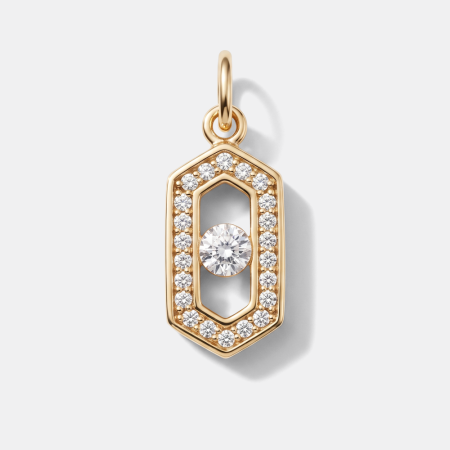 18K GOLD PVD COATED 316L SURGICAL STEEL CHARM BAGUETTE GEM DROP