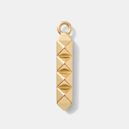 18K GOLD PVD COATED 316L SURGICAL STEEL CHARM FACETED BAR DROP