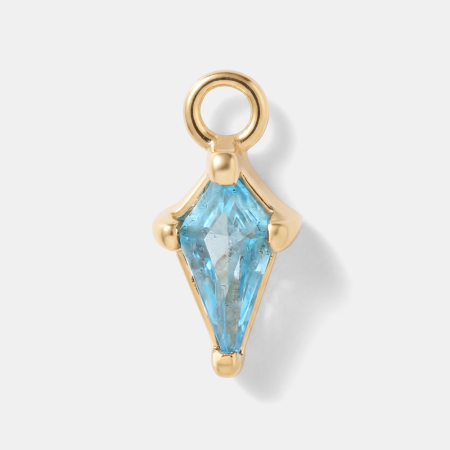 GOLD PVD 18K COATED SURGICAL STEEL CHARM PRONG SET BLUE KITE GEM