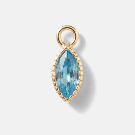18K GOLD PVD COATED 316L SURGICAL STEEL CHARM MARQUISE BLUE GEM