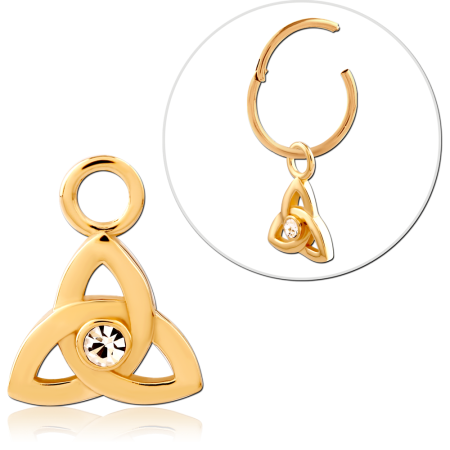 GOLD PLATED 18K STERLING SILVER 925 CHARM TRIQUETRA SINGLE GEM FOR HINGED SEGMENT RING