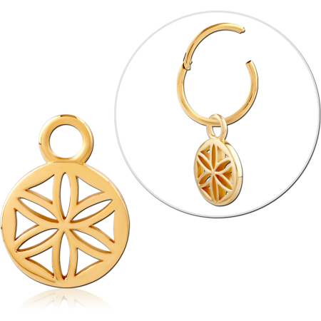 GOLD PLATED 18K STERLING SILVER 925 SLIDING CHARM EIGHT POINT STAR FOR HINGED RING