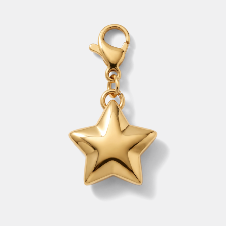 GOLD PVD COATED SURGICAL STEEL CHARM WITH LOBSTER LOCKER - STAR