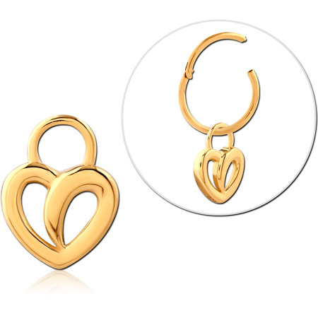 GOLD PLATED STERLING SILVER 925 SLIDING CHARM FOR HINGED SEGMENT RING DOUBLE HEART