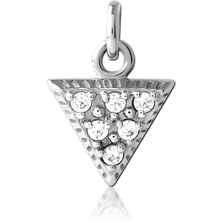 316L SURGICAL STEEL CHARM TRIANGLE PAVE GEM