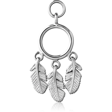 316L SURGICAL STEEL CHARM TRIPLE FEATHER DANGLE
