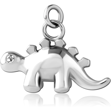 316L SURGICAL STEEL CHARM DINOSAUR WITH CLEAR GEM EYE