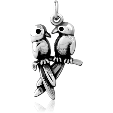 316L SURGICAL STEEL CHARM TWO BIRDS ON BRANCH
