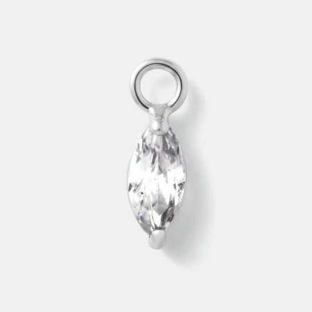 SURGICAL STEEL CHARM MARQUISE CUT CLEAR GEM DROP DANGLE PENDANT