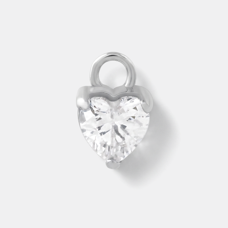 SURGICAL STEEL CHARM HEART CUT CLEAR GEM DROP DANGLE PENDANT