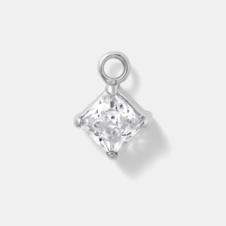 316L SURGICAL STEEL CHARM SQUARE PRINCESS CUT FACETED GEM DROP