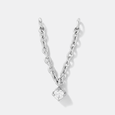 SURGICAL STEEL CHAIN CHARM SINGLE CHAIN WITH SOLITAIRE GEM DROP