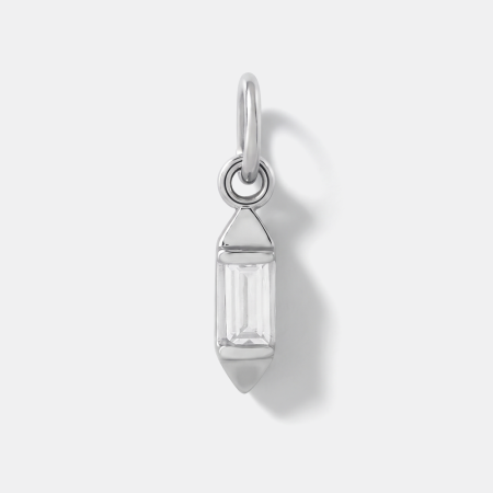 316L SURGICAL STEEL CHARM BAGUETTE GEM DOUBLE CAPPED DROP PENDANT
