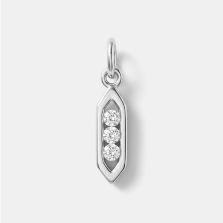 SURGICAL STEEL CHARM ELONGATED MARQUISE FRAME THREE VERTICAL GEMS DESIGN