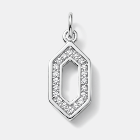 316L SURGICAL STEEL CHARM OPEN HEXAGON PAVE GEMS