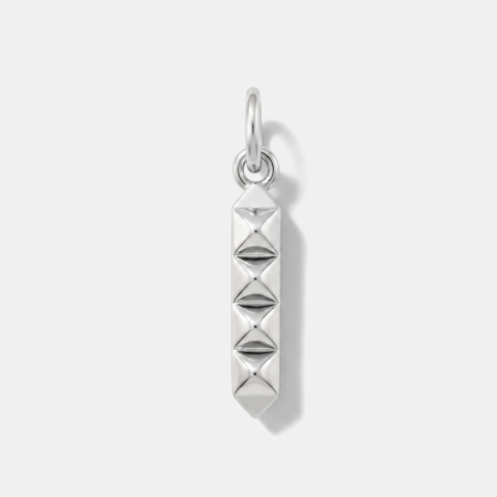 316L SURGICAL STEEL CHARM RECTANGULAR PYRAMID STUDDED BAR DANGLE PENDANT