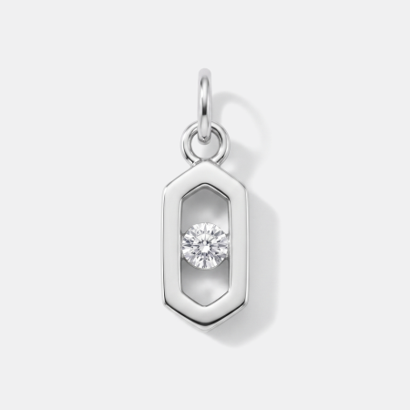 SURGICAL STEEL CHARM SMALL HEXAGON FRAME SINGLE CENTER GEM DESIGN