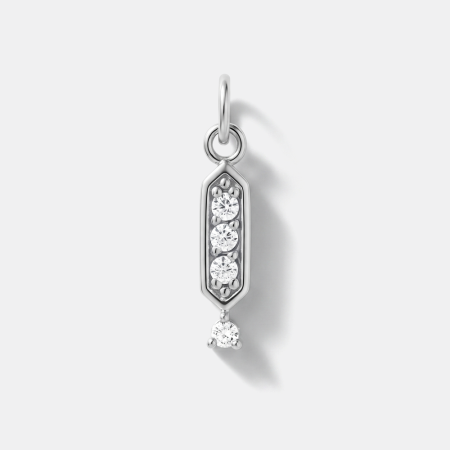 316L SURGICAL STEEL CHARM VERTICAL TRIPLE GEM BAR WITH ROUND DROP