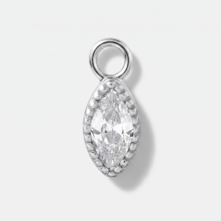 316L SURGICAL STEEL CHARM MARQUISE BEZEL GEM