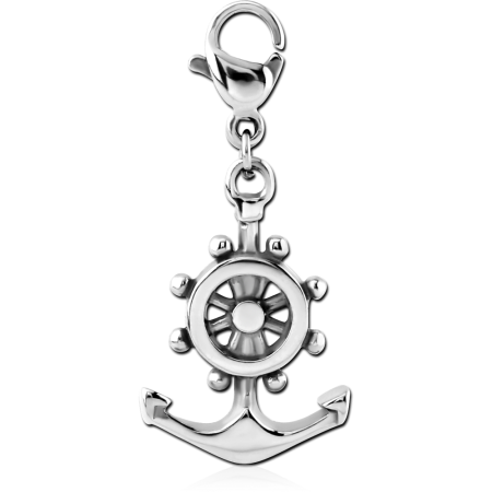 SURGICAL STEEL CHARM WITH LOBSTER LOCKER - HELM AND ANCHOR