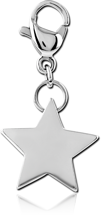 SURGICAL STEEL LOBSTER CLASP CHARM FIVE POINT STAR FLAT HIGH POLISH