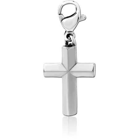 SURGICAL STEEL CHARM WITH LOBSTER LOCKER - CROSS