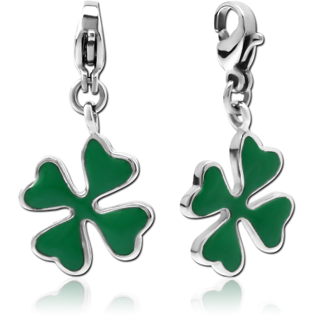 SURGICAL STEEL CHARM WITH LOBSTER LOCKER - SHAMROCK