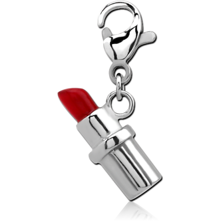 SURGICAL STEEL CHARM WITH LOBSTER LOCKER - LIPSTICK