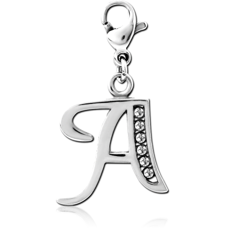 SURGICAL STEEL JEWELED CHARM WITH LOBSTER LOCKER - A