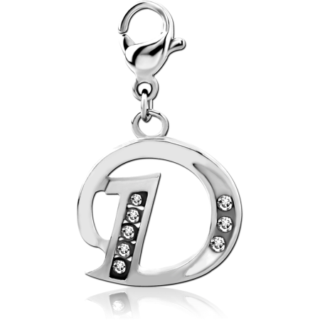 SURGICAL STEEL JEWELED CHARM WITH LOBSTER LOCKER - D