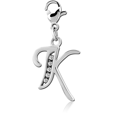 SURGICAL STEEL JEWELED CHARM WITH LOBSTER LOCKER - K