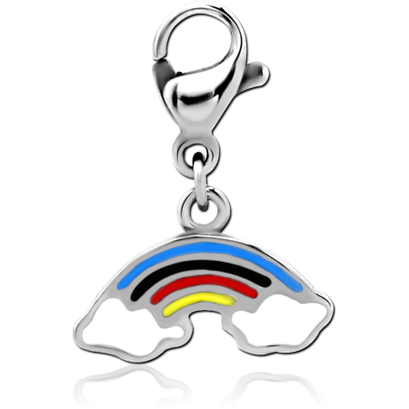 SURGICAL STEEL CHARM WITH LOBSTER LOCKER - RAINBOW
