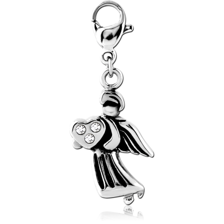 SURGICAL STEEL JEWELED CHARM WITH LOBSTER LOCKER - CUPID